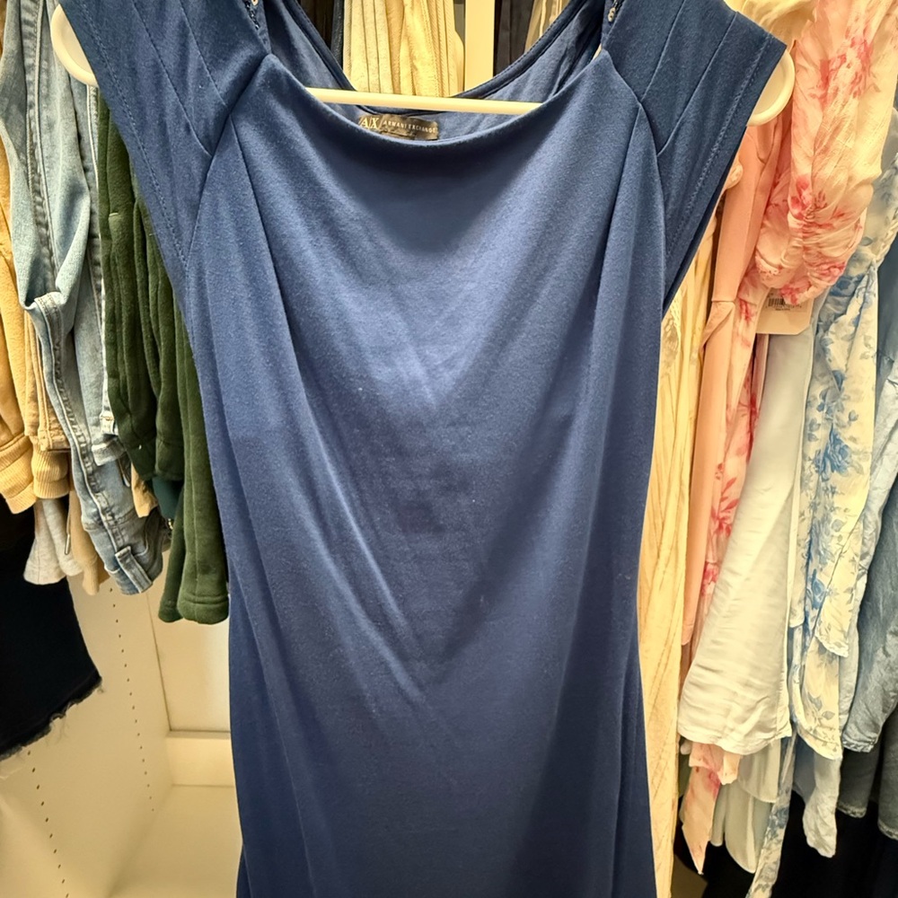 Armani Exchange Blue dress w/ sequin on the back. Xs. Pre owned